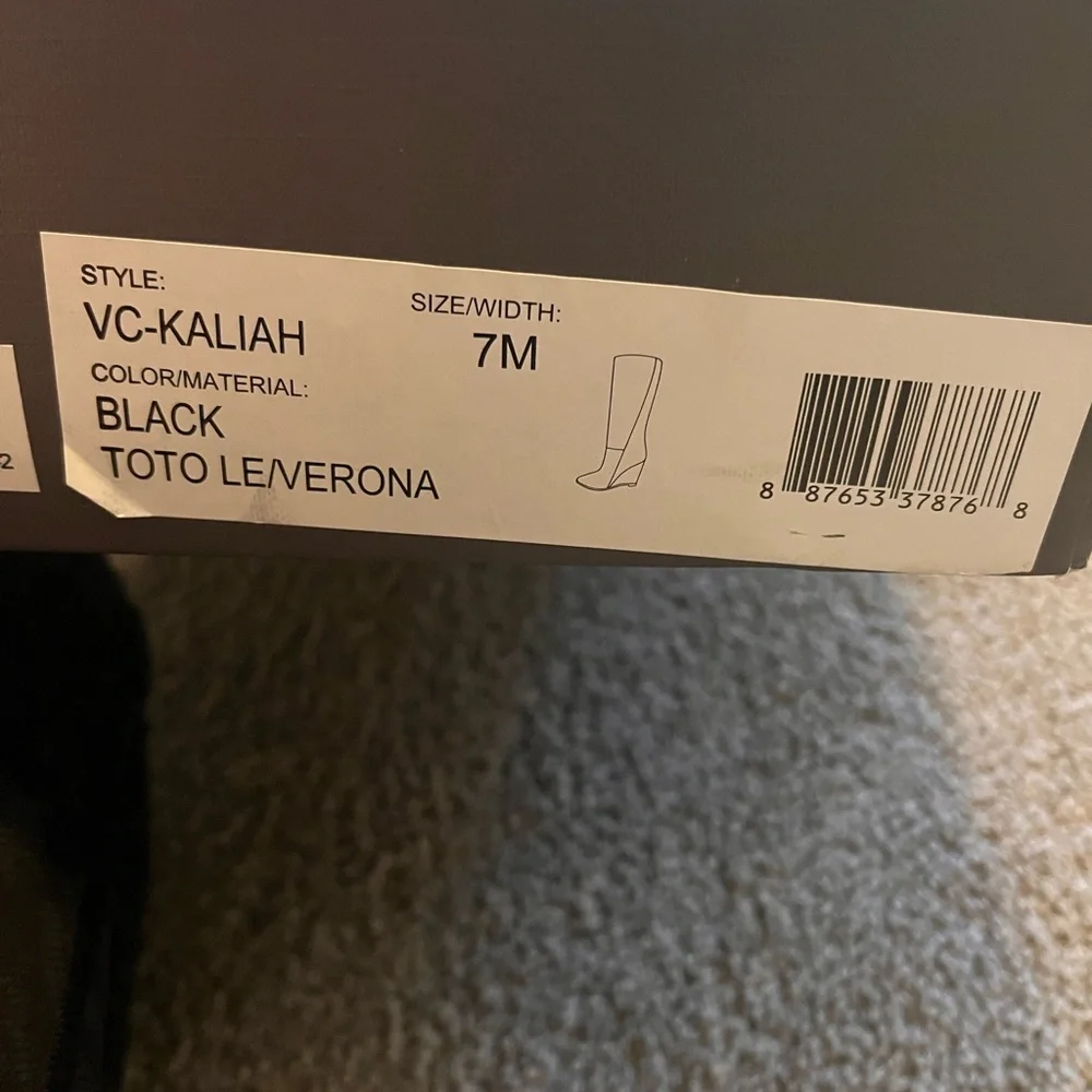 Vince Camuto Kaliah Black wedge leather and suede Boots size 7 - Picture 7 of 7